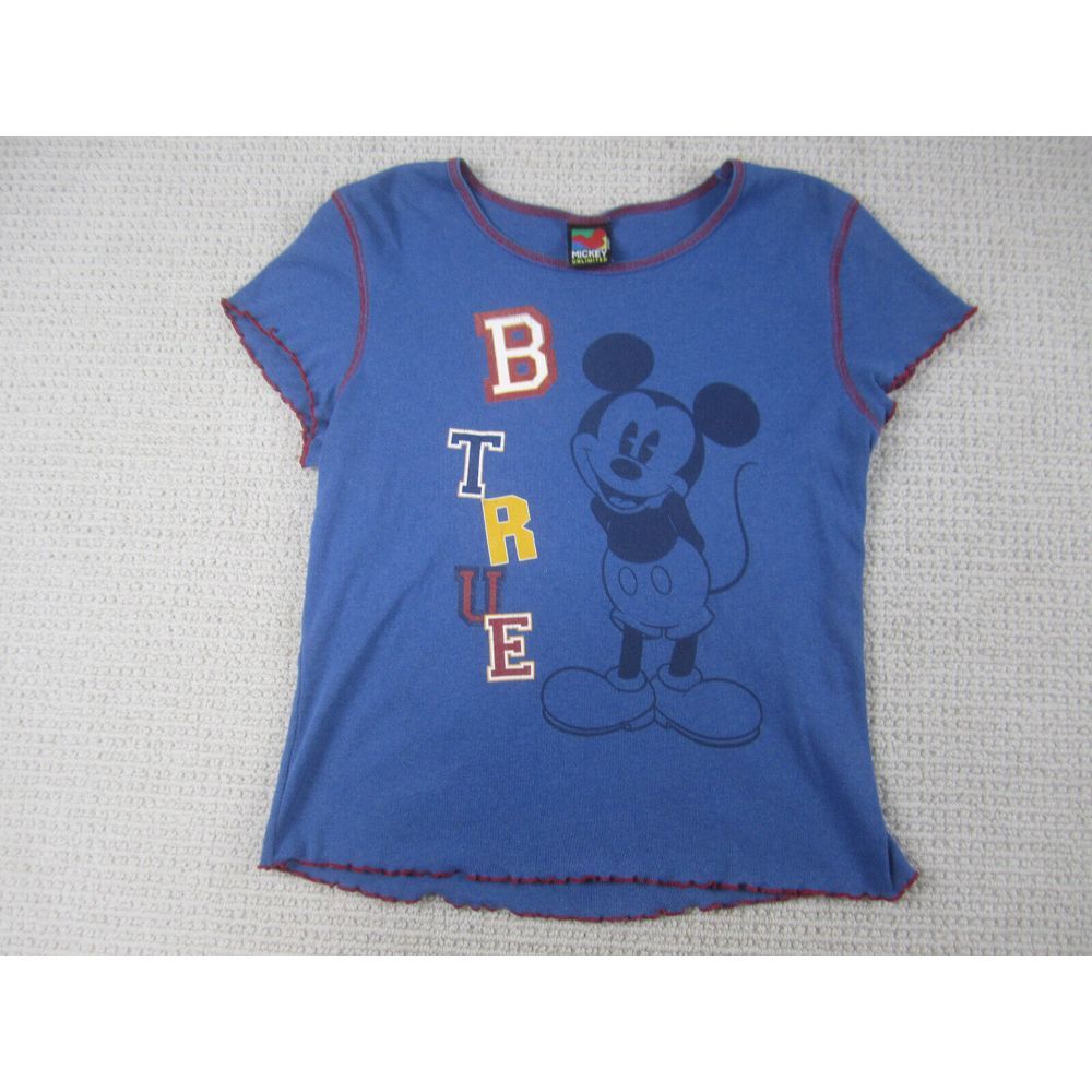 Mickie Mouse Shirt Womens Small Blue B True‎ Graphic Print Short Sleeve